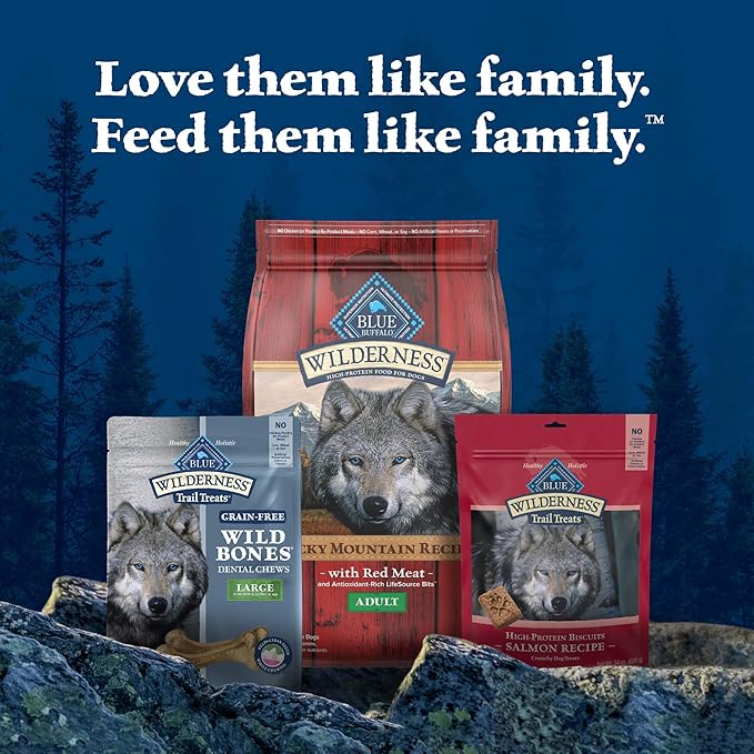 Blue Buffalo Wilderness Wild Bones Grain-Free Dental Chews Dog Treats, Large, 27-oz Bag