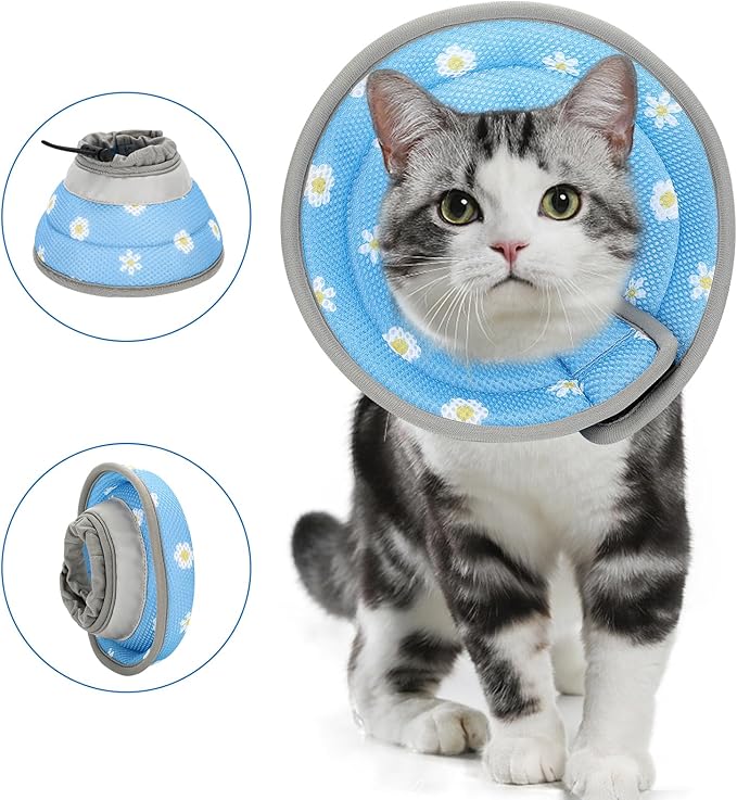 HAPPY HACHI Cat Cone Collar, Adjustable Cat Recovery Collar, Soft Pet Cone After Surgery Recovery Lightweight Elizabethan Collars for Kitten Puppy Anti Scratch