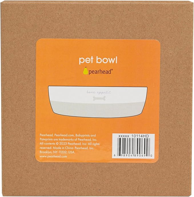 Pearhead Bone Appetit Ceramic Dog Bowl, Medium Food Or Water Bowl, Pet Dish, Microwave and Dishwasher Safe, Pet Owner Essentials, Holds 2 Cups