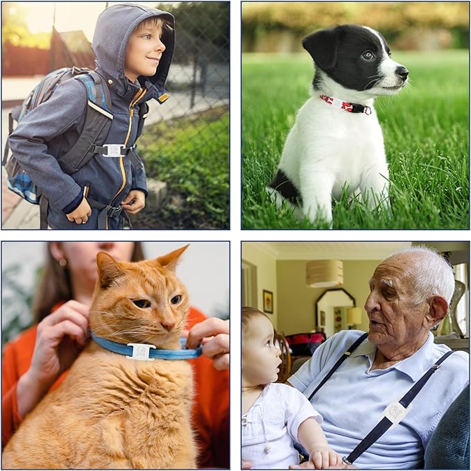 4 Pack AirTag Dog Collar Holder,Silicone Airtag Cat Collar Dog Airtag Holder for Pets,Waterproof Air tag Pet Holder for Apple Airtag with GPS Tracker
