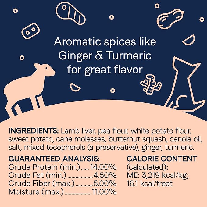 CANIDAE Pure Dog Treat Biscuits with Lamb Liver & Butternut Squash, 11 oz, Grain Free