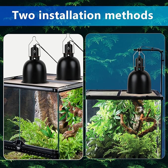 Reptile Light Fixture, 5.5 inch Optical Reflection Deep Dome Heat Lamp Fixture, UVB Heat Basking Lamp Fixture for Amphibian Reptile Terrariums