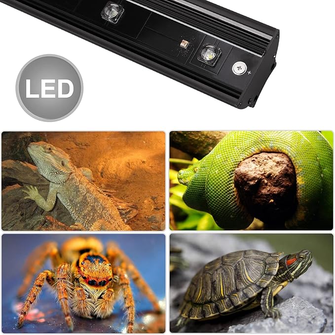 Aiicioo Reptile LED UVB Light - LED Terrarium Light with 3 Timing Function UVB Lamp UVB Bulb 4-Level Brightness Adjustable Lighting for Bearded Dragon Turtle Lizard (watts, 9)