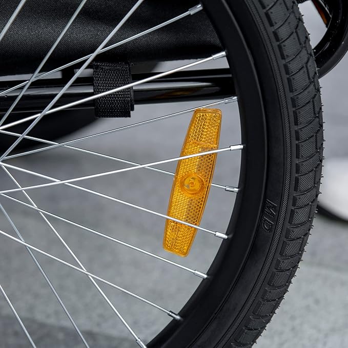 Aosom Dog Bike Trailer, Pet Bike Wagon with Steel Frame, Hitch Coupler, Quick Release Wheels, Reflectors, Flag, Pet Travel Carrier for Medium Dogs