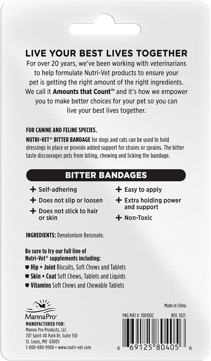 Nutri-Vet Bitter Bandage for Dogs and Cats | Help Prevent Chewing | 3 inches