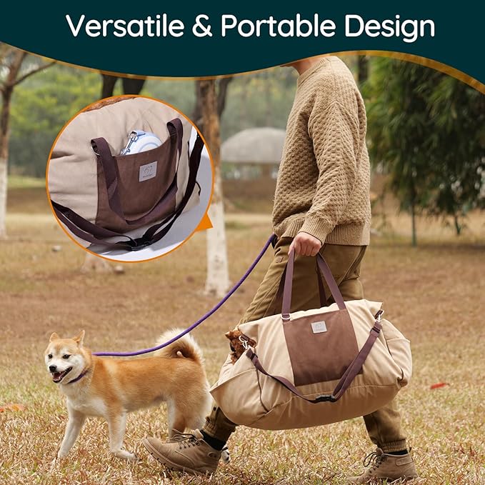 Small Dog Car Seat: Safe Comfy Travel Rides - Portable Multifuctional Puppy Bed for Carseat - Pet Booster Seats Up to 25lbs, Beige