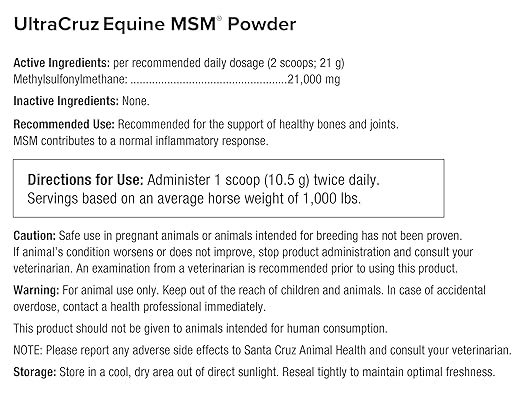 UltraCruz-sc-364854 Equine Horse MSM Joint Supplement, 4 lb, Powder (86 Day Supply)