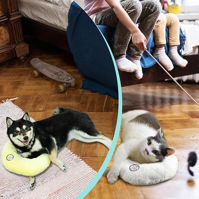 Cat Pillow, Dog Pillow, Claming Pillows for Small Dogs and Cats, Joint Relief Sleeping Improve Pet Neck Pillow, Deep Sleep Fluffy & Cozy Pet Calming Toy,Machine Washable(2 Pack(Blue&White))