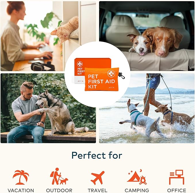 Dog First Aid Kit - Pet Emergency Kit Dog Travel kit for - Water Resistant High Visibility Reflective First Aid Pouch Dog Camping Essentials for Pets for Hiking, Backpacking, Sports, Hunting