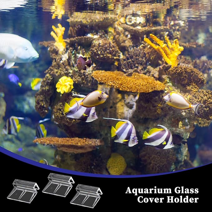 6 PCS Aquarium Lid Clips, 6mm Clear Acrylic Fish Tank Lid Holder Aquarium Cover Support Clamps for Rimless Aquarium Glass Top, Plastic Fish Tank Cover, Aquarium Hoods
