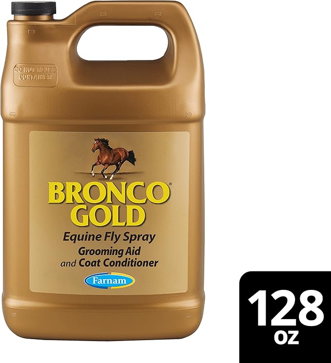 Farnam Bronco Gold Horse Fly Spray, Grooming Aid, Coat Conditioner 128 Ounces, Gallon Refill