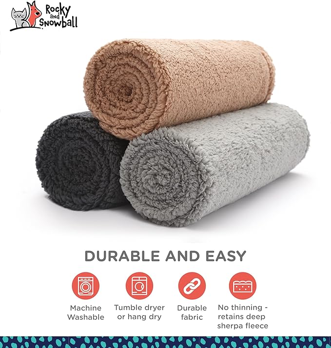 Waterproof Dog Blankets for Large Dogs Washable - Sherpa Dog Blanket for Bed, Pet Covers for Couches and Sofas, Cars, 40x60 - Dark Grey