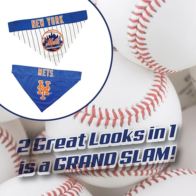 Pets First MET-3217-L-XL MLB Dog Bandana - New York Mets Reversible Pet Bandana, Large/X-Large, MLB Team Color