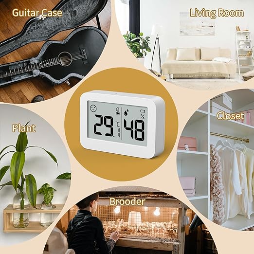 2-Pack Mini Hygrometer Indoor Thermometer, Humidity Gauge with Switch (℃ /℉), Humidity Meter Digital Temperature Monitor for Greenhouse Babyroom Cellar Reptile Incubator Closet