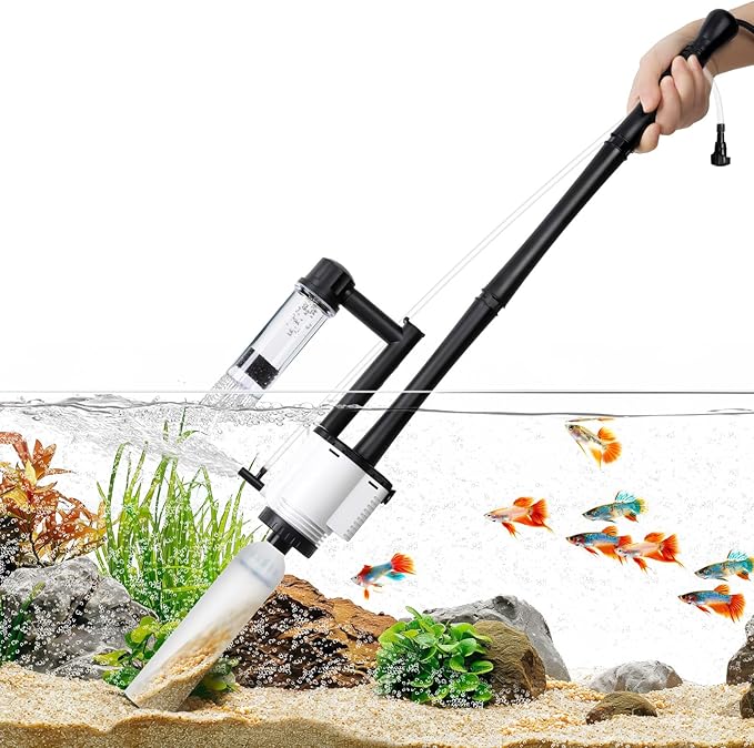 AQQA Fish Tank Cleaner,8-in-1 Electric Aquarium Gravel Vacuum,Clean Sewage+Wash Gravel Sand+Suction Stool+Filter+Water Changer+Water+Water Circulation+Dissolved Oxygen for Turtle Fish Tank 30W/480GPH