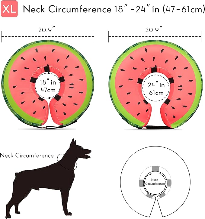 Dog Cone Collar for Small Medium Large Dogs for After Surgery, Pet Inflatable Neck Donut Collar Soft Protective Recovery Cone for Dogs and Cats - Alternative E Collar Does not Block Vision - Red,XL