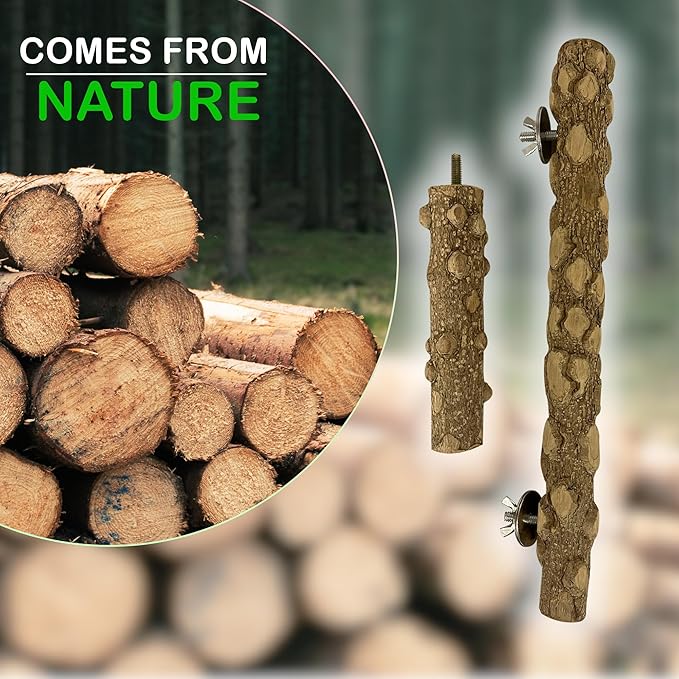 Bird Ladder Perch, Natural Wood Parrot Stand, Hamster Climbing Toy, Bird Cage Ladder for Small Birds