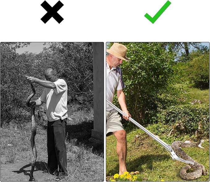 60'' Snake Grabber Tool Heavy Duty, Professional Snake Tongs with Lock, Long Snake Stick, Snake Catcher Grabber for Rattlesnake, Reptile