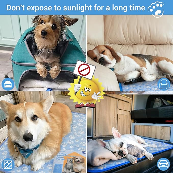 Upgrade Self-Cooling Mat for Dogs Extra Large, 44'' x 32'' - Endothermic Color Changing Arc-Chill Cooling Fiber - Washable Non-Toxic Summer Pet Outdoor Bed, Non-Slip&Foldable