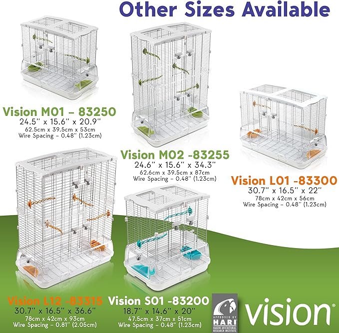 Vision M02 Wire Bird Cage, Bird Home for Parakeets, Finches and Canaries, Tall Medium