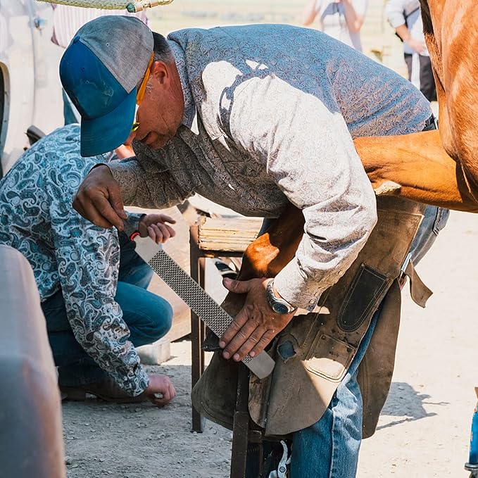18 Inch Hoof Rasp, Horseshoe File with Rubber Handle, Carbon Steel Farrier File Tool, Suitable for Horse/Goat/Cow/Donkey/Animal Hooves, Strong