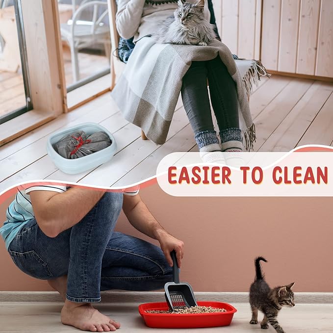 50 Count Jumbo Cat Litter Box Liners Large Drawstring Cat Litter Liners Unscented Tear Resistant Cat Litter Bags for Trash Waste to Keep Your Home Clean (Gray, Red,36 x 18 Inch)