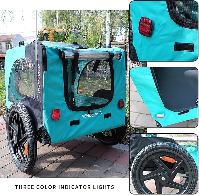 Bike Pet Trailer, for Small & Large Dogs, Folding Frame Pets Carrier for Camping, Universal Bicycle Coupler, Quick Release Wheels, Adjustable