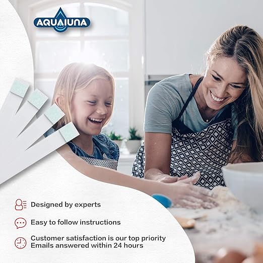 Aqualuna Water Hardness Test Kit - Fast and Accurate Testing for Dishwasher, Drinking Water, Pool and Aquarium - 100 Strips Hard Water Test Kit at 0-425ppm - Maintain Water Quality