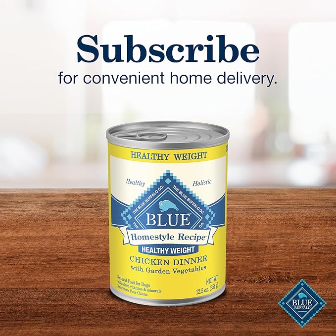 Blue Buffalo Homestyle Recipe Healthy Weight Adult Wet Dog Food, Beef Dinner With Garden Vegetables, 12.5-oz. Can (Pack of 12)