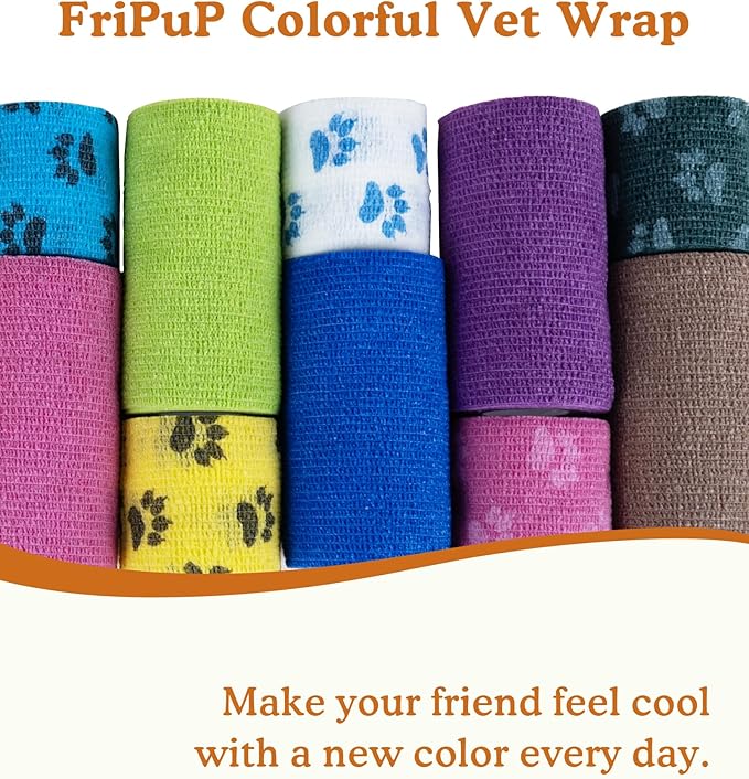 Self Adhesive Bandage Wrap for Horse Leg Injury, Elastic Thick Vet Tape for Wound Healing Care, Stay in Place, Individually Wrapped Cohesive Bandage, 4 Inch x 5 Yds, 6 Rolls, 6 Classic Colors