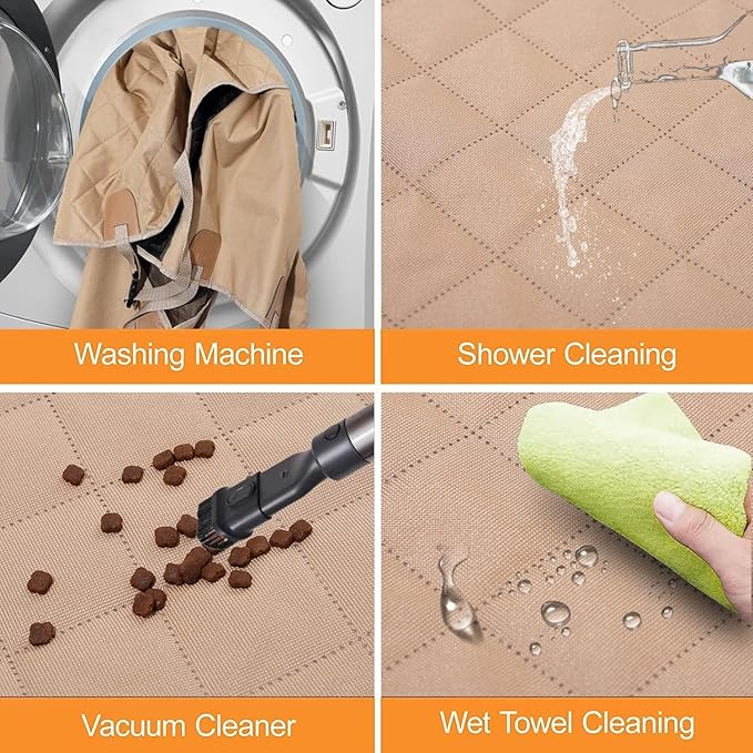 Dog Back Seat Cover Protector for Cars SUV and Trucks with Mesh Window, Scratchproof Nonslip and Waterproof Material Upgraded Version with Dog Leash(Dark Khaki)