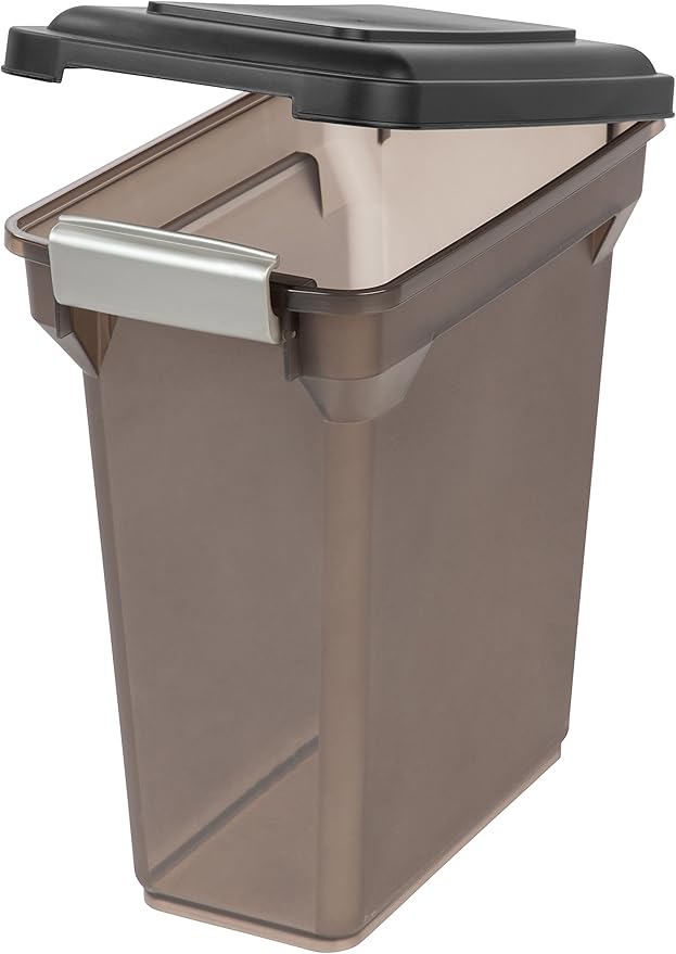 IRIS USA WeatherPro Airtight Dog Food Storage Container, Up to 13 lbs, For Dog Cat Bird and Other Pet Food Storage Bin, Pet Supplies, Keep Fresh, Easy Access, BPA Free, Smoke