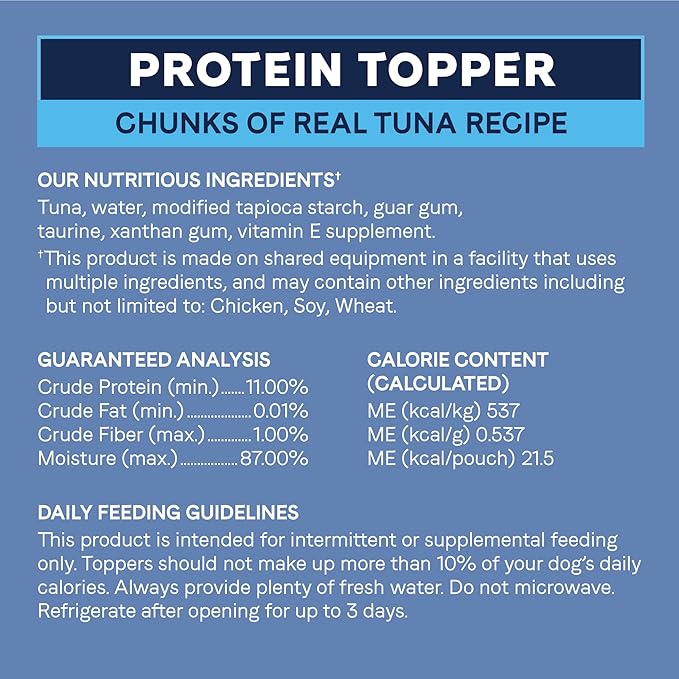 CANIDAE Pure Petite Protein Topper Wet Dog Food for Small Breeds, Chunks of Real Tuna in Gravy Recipe, 1.4 oz. (Case of 12)