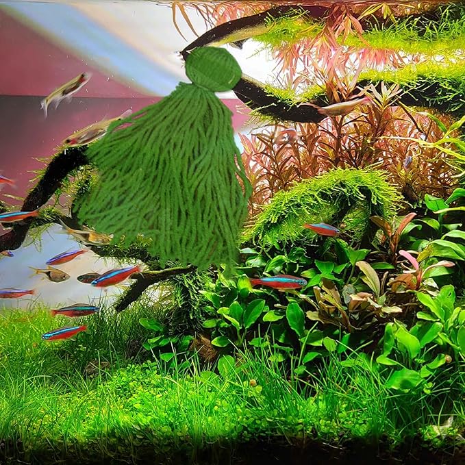 Fish Breeder Spawning Mop for Fish Tank, Floating Fish Breeding Mop for Egg Laying, Decorative Aquarium Grass (Army Green)