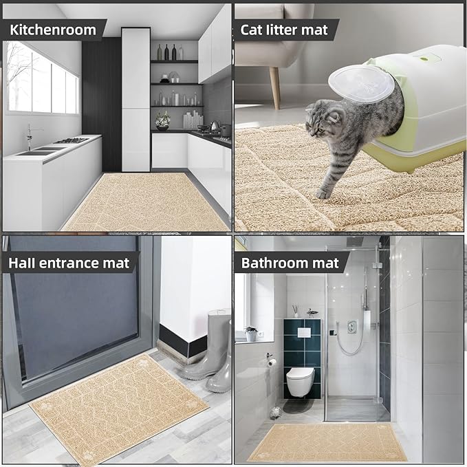 Cat Litter Mat, Litter Trapping Mat Soft on Kitty Paws, 35" x 24" Kitten Litter Box Mat for Cleaner Floors, Waterproof, Easy Clean, Durable Large Size Cat Litter Pad for Kitten.