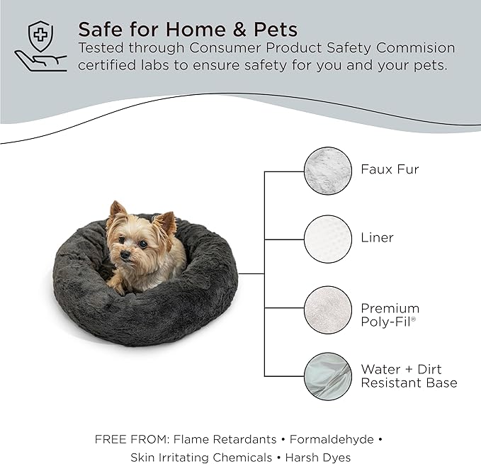 Best Friends by Sheri The Original Calming Donut Cat and Dog Bed in Lux Fur Mink, Extra Small 18"
