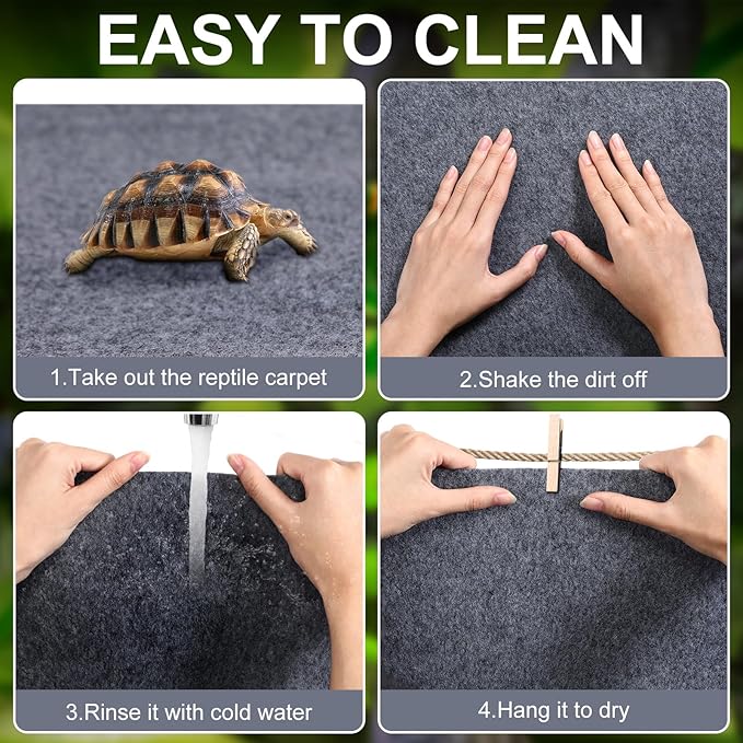 4 Pcs 24" x 47" Reptile Carpet Pet Terrarium Floor Liners Bedding Substrate Liner Supplies Reptile Cage Mat Tank Accessories for Lizard Bearded Dragon Tortoise Snake Leopard (Grey)