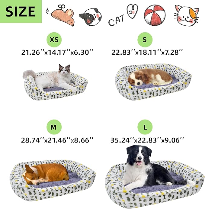 Dog Sofa Bed, Anti-Anxiety Bed for Dog, Rectangle Washable Bed with Grey Mattress, Large …