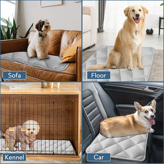 Dog Crate Pad 2 Pack (42" x 28"), Soft Dog Crate Mat with Anti-Slip Bottom, Machine Washable Kennel Pad, Crate Mats for Dog Cages, Dog Bed for Crate, Fits 42 Inch Dog Crate, Grey
