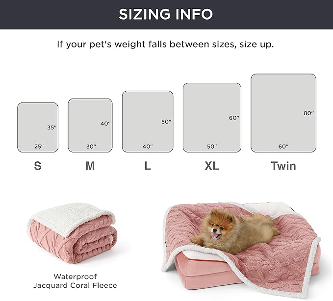 Bedsure Waterproof Dog Blankets for Medium Dogs - Pet Blanket for Couch Protector Washable, Premium Jacquard Coral Fleece Cat Throw Blanket, Soft Plush Reversible Furniture Protection, 30"x40", Pink