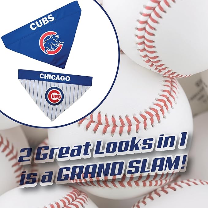 Pets First CUB-3217-S-M MLB Dog Bandana - Chicago Cubs Reversible Pet Bandana, Small/Medium, MLB Team Color