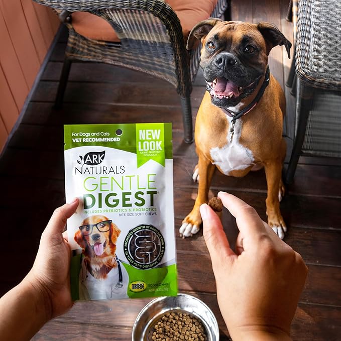 Ark Naturals Gentle Digest Soft Chews, Vet Recommended Dog and Cat Prebiotics and Probiotics, Digestive and Immune System Support, 120 Count