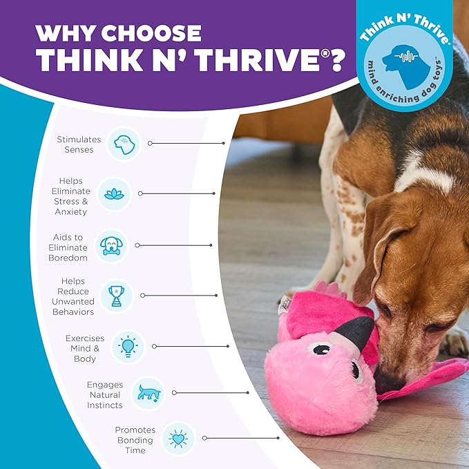 Outward Hound Nina Ottosson Hide-Ablez Plush Dog Puzzle with Treat Ball, Flamingo, Pink