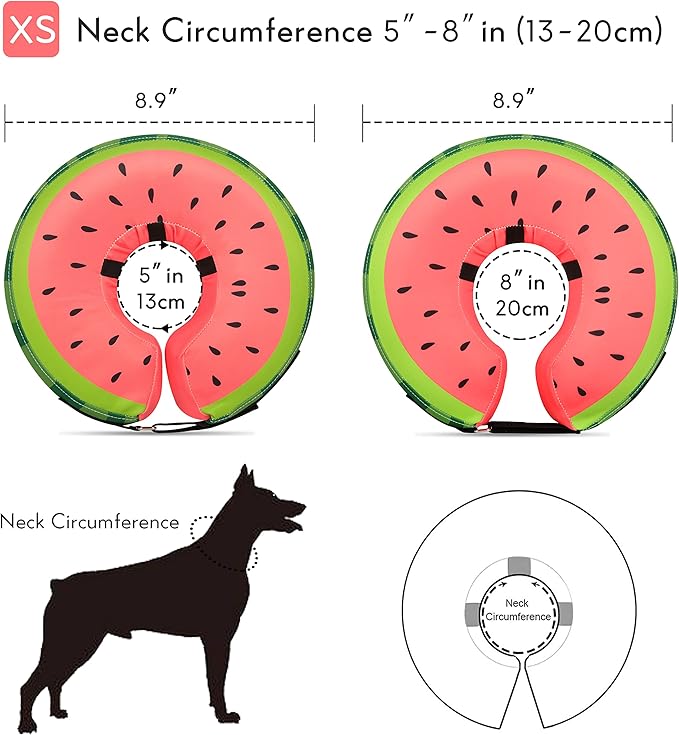 Dog Cone Collar for Small Medium Large Dogs for After Surgery, Pet Inflatable Neck Donut Collar Soft Protective Recovery Cone for Dogs and Cats - Alternative E Collar Does not Block Vision - Red,XS