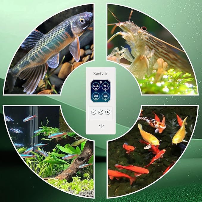 Newest Smart Fish Tank Water Monitor 4-in-1 pH/TDS/EC/Temp 24h Online APP Monitoring for Freshwater Aquarium (WiFi Version)
