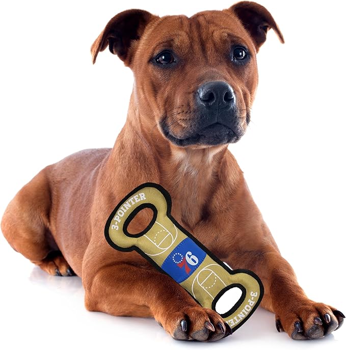 Pets First NBA PHILADELPHIA 76ERS Field Toy. - Tough Nylon Pet Toy with Double trim stitching & inner Squeaker, One Size, 76R-3030