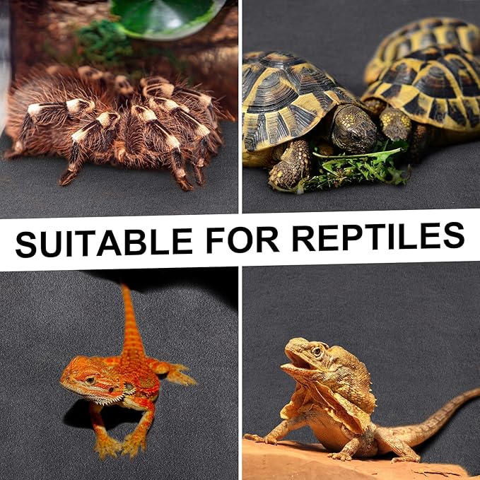 4 Pcs Reptile Carpet Pet Terrarium Floor Liners Bedding Substrate Liner Supplies Reptile Cage Mat Tank Accessories for Lizard Bearded Dragon Tortoise Snake Leopard (Black,47 x 24 Inch)