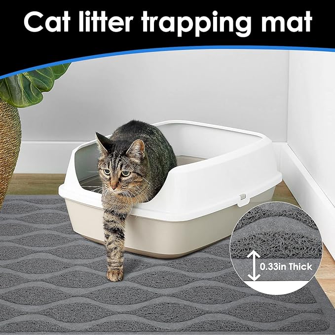 UPSKY Cat Litter Mat, Large Cat Litter Trapping Mat Scatter Control Goes Under Litter Box Mat, Multi-Use Waterproof & Anti-Slip kitty Litter Mat, Pet Feeding Mat, Door Mat. (35" x 23")