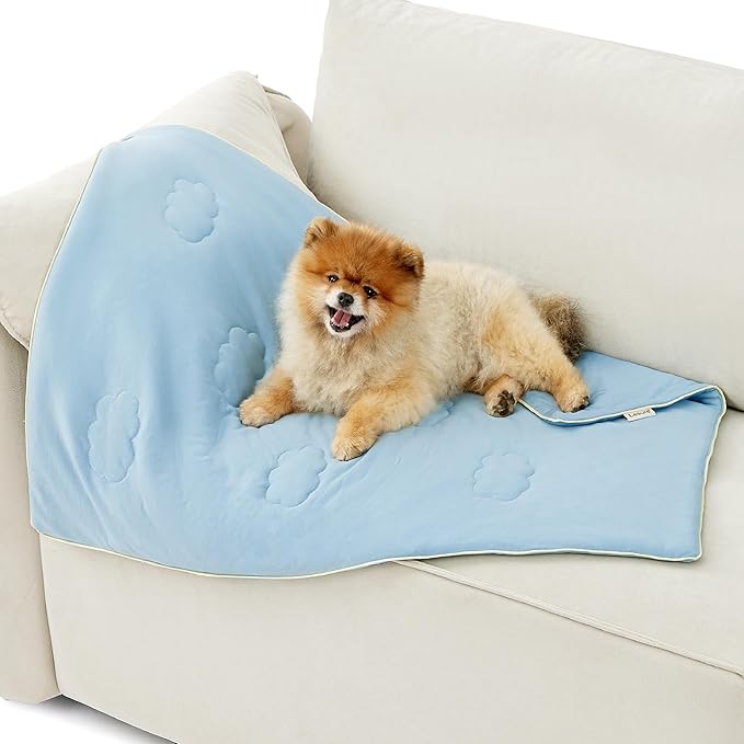 Lesure Premium Cooling Blankets for Small Dogs - Washable Dog Cooling Throw Blanket with Q-MAX>0.4,Durable Self Cooling Pet Mat for Cat, Soft Cooling Summer Blanket for Hot Weather, Blue, 25x35