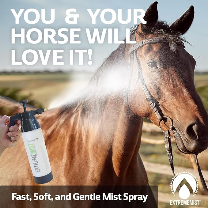 ExtremeMIST High-Performance Equine Mister - Handheld Pump Sprayer - Portable Stable Sprayer Bottle for Horse Care - Continuous High Pressure Ultra-Fine Mist for Horse Grooming & Fly Sprays - (20 Oz)